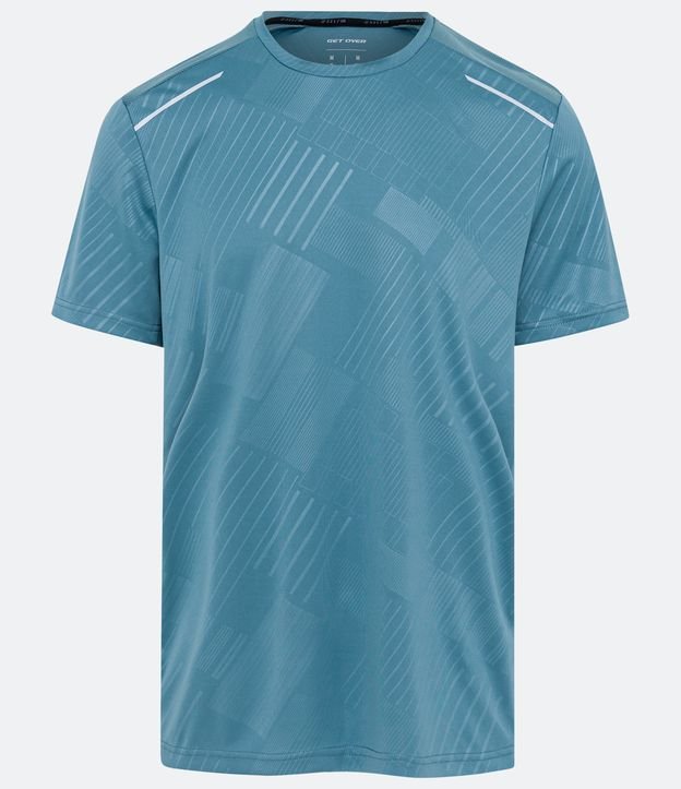 Camiseta Esportiva com Estampa de Listras e Detalhes Refletivos Verde Turquesa 6