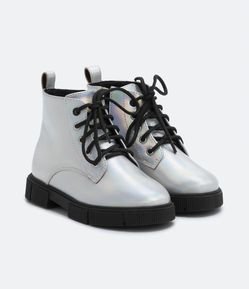 Bota Coturno Infantil Holográfico com Sola Tratorada - Tam 20 ao 27