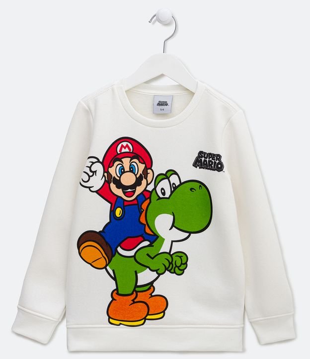 Blusão Infantil com Estampa Mário e Yoshi Nintendo - Tam 3 a 8 Anos Branco 1