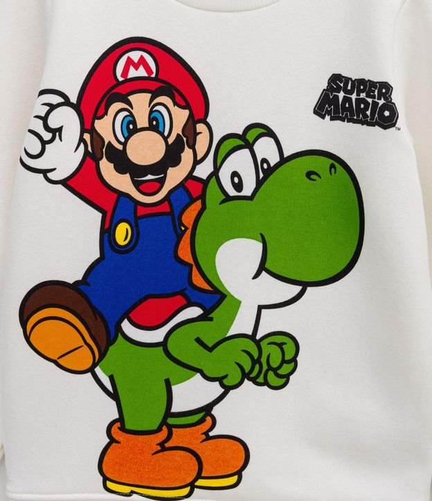Blusão Infantil com Estampa Mário e Yoshi Nintendo - Tam 3 a 8 Anos Branco 3
