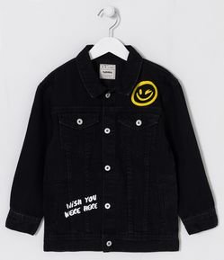 Jaqueta Infantil em Jeans com Estampa Grafite - Tam 5 A 14