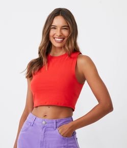 Blusa Cropped Sem Manga em Algodão