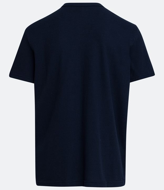 Camiseta de Pijama em Algodão com Textura Waffle e Manga Curta Azul Escuro 6