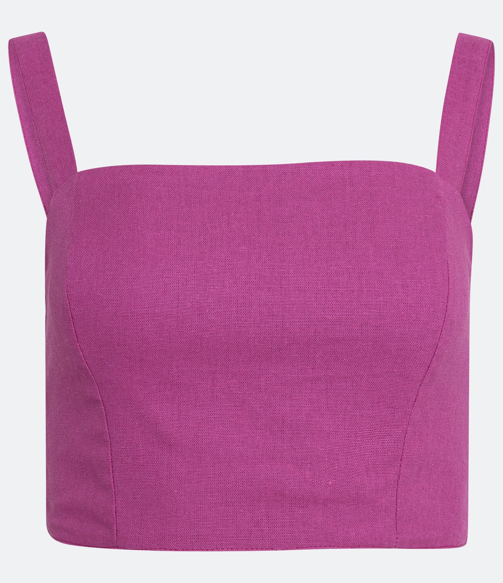 Blusa Cropped de Alça em Linho com Lastex nas Costas Rosa 5