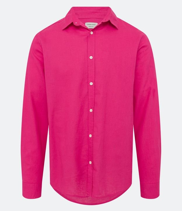 Camisa Comfort Básica em Linho com Manga Longa Rosa Pink 6