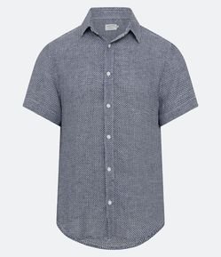 Camisa Regular em Linho com Textura Rústica e Manga Curta