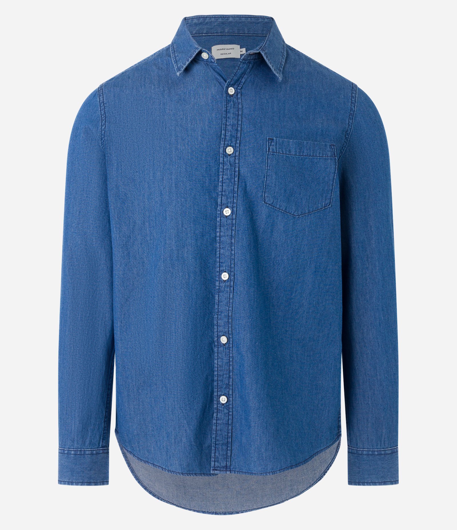 Camisa Jeans com Bolso no Peito Azul 8