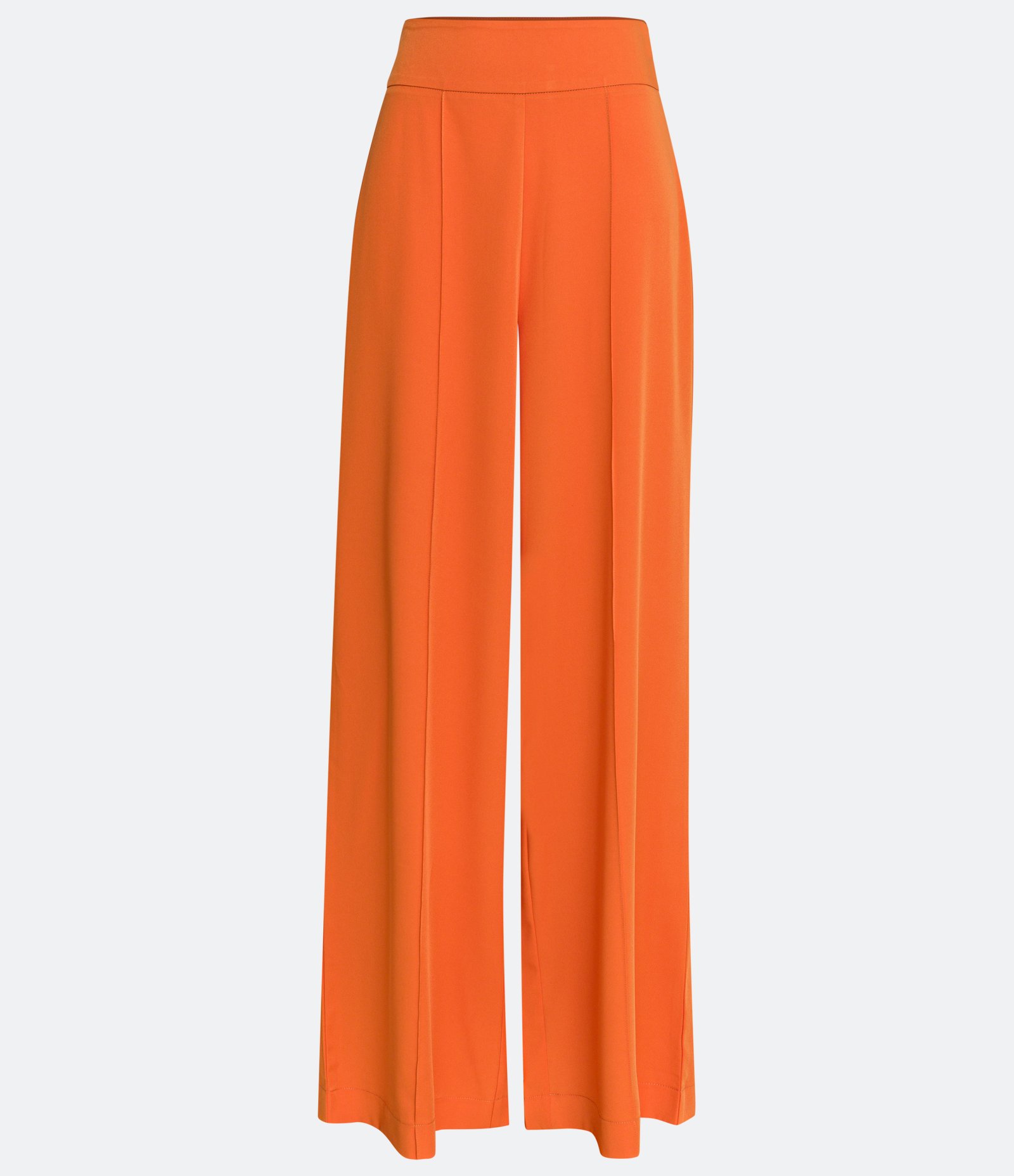 Calça Pantalona em Crepe com Friso Frontal Laranja 5