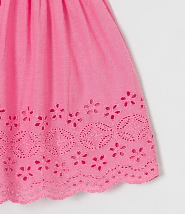 Vestido Curto Infantil com Textura Xadrez e Botões de Coração