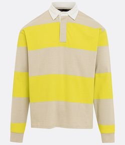 Polo Boxy em Algodão com Listras e Gola Contrastante