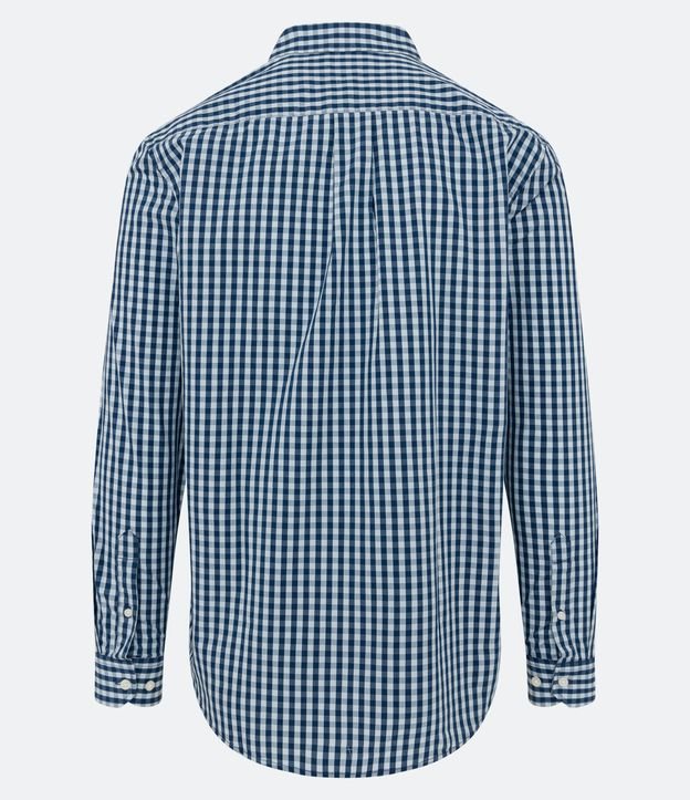 Camisa Regular em Algodão com Estampa Xadrez Vichy Azul