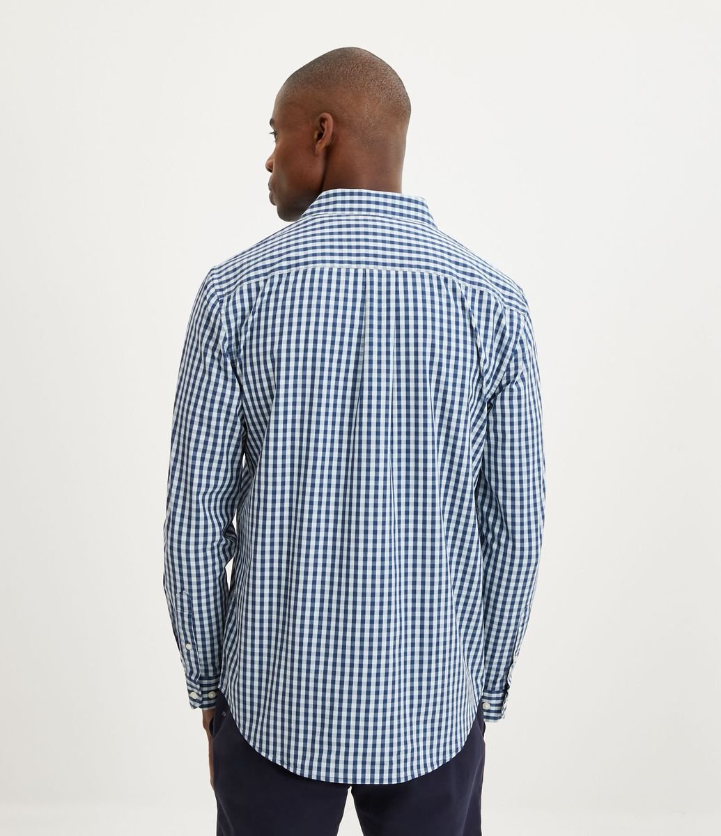 Camisa de algodão com estampa xadrez Gingham (Azure Terroso) - Homens