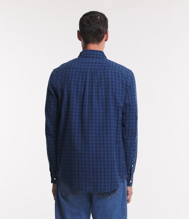 CAMISA LARGA OVERSIZE XADREZ - Azul-claro