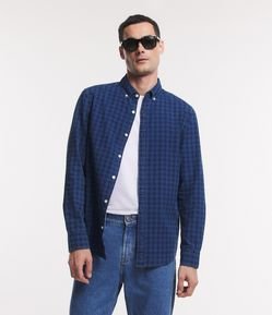 Camisa Regular em Algodão com Estampa Xadrez