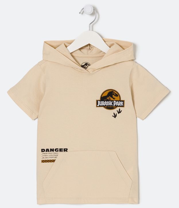 Camiseta Infantil com Capuz e Estampa Jurassic Park - Tam 5 a 14 Anos