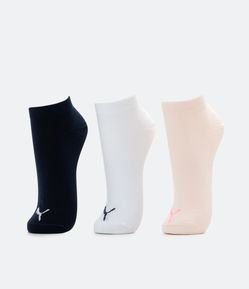 Kit 03 Meias Cano Baixo em Algodão com Estampa Puma