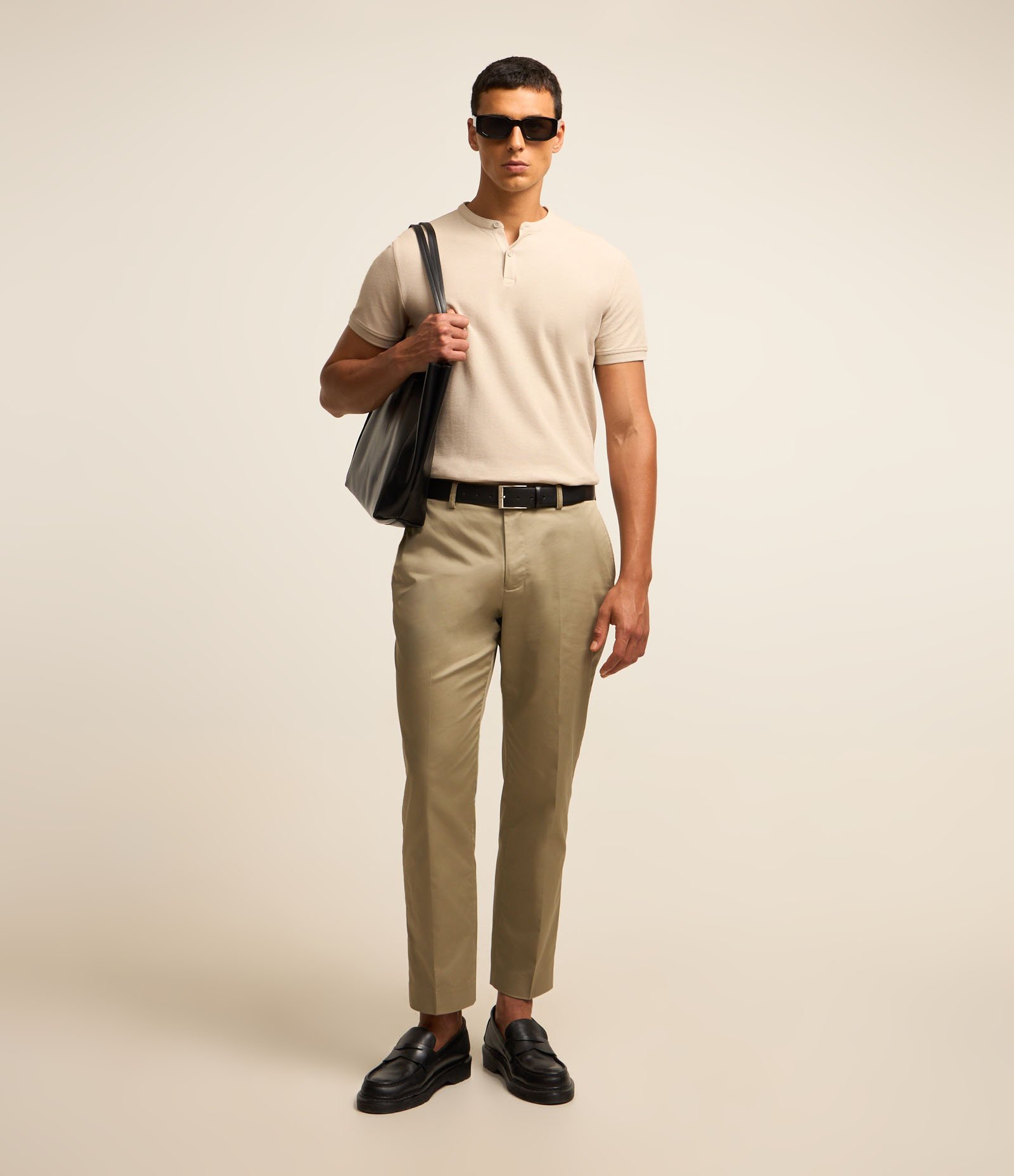 Camisa Polo Slim em Piquet Texturizado Bege Claro 2