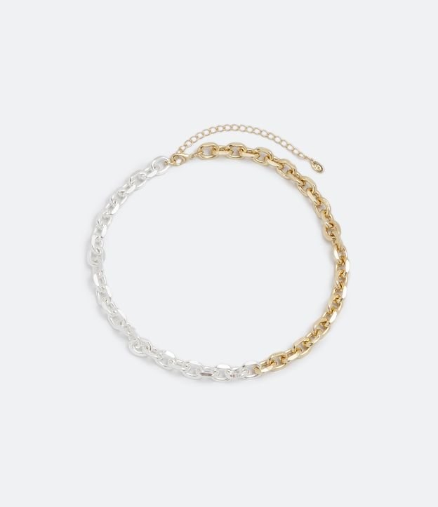 Collar Cadena en Metal Bicolor Dorado 3
