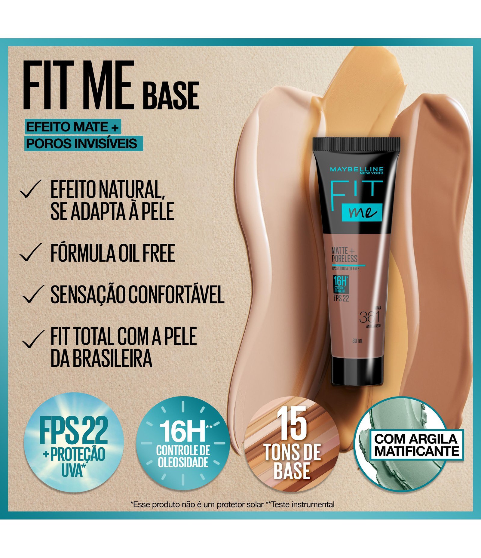 Base Líquida Maybelline NY Fit Me Matte FPS Maybelline 341 3