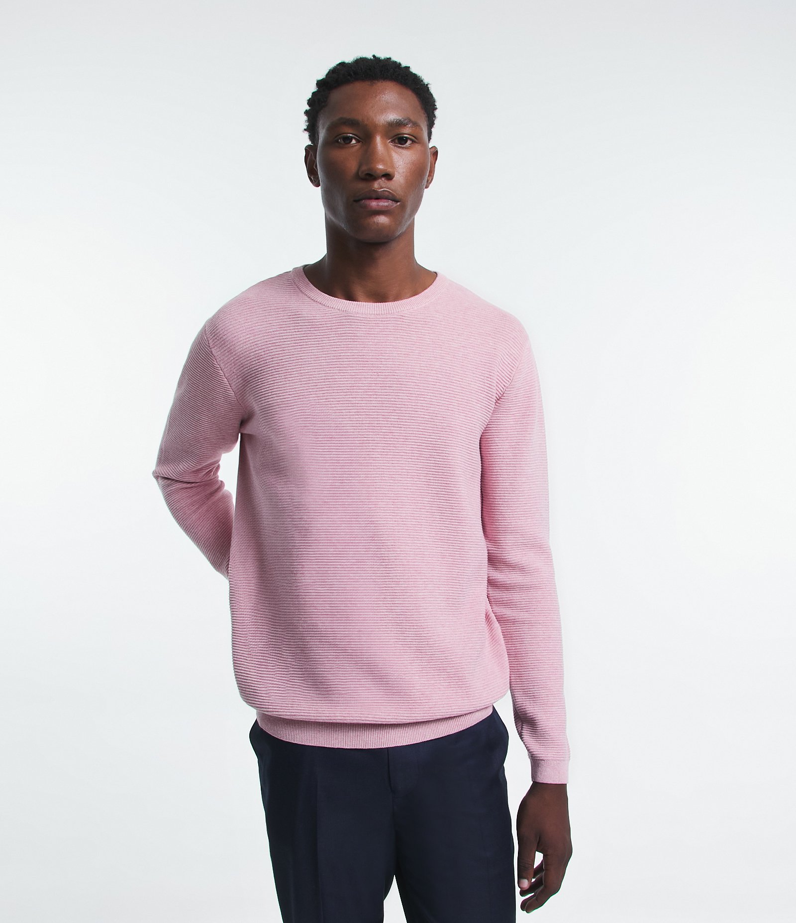 Suéter Comfort em Tricô com Texturizado Rosa 4