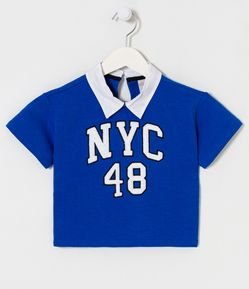 Blusa Infantil em Cotton com Bordado Atoalhado NYC 48 - Tam 5 a 14 Anos