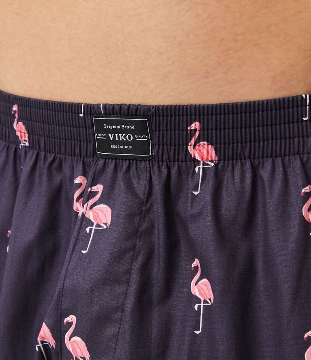 Cueca Samba Canção em Algodão com Estampa de Flamingo Azul 4
