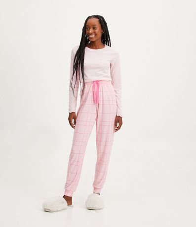 Comprar Pijama Calça Xadrez com Blusa Preta Silk Rosa ou Lilás Coffee -  GRISFIT, Moda Praia