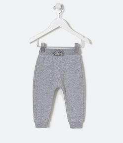 Calça Infantil em Moletom Mescla e com Felpa - Tam 0 a 18 meses