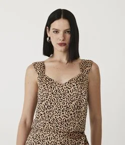 Blusa de Alça com Estampa Animal Print Onça