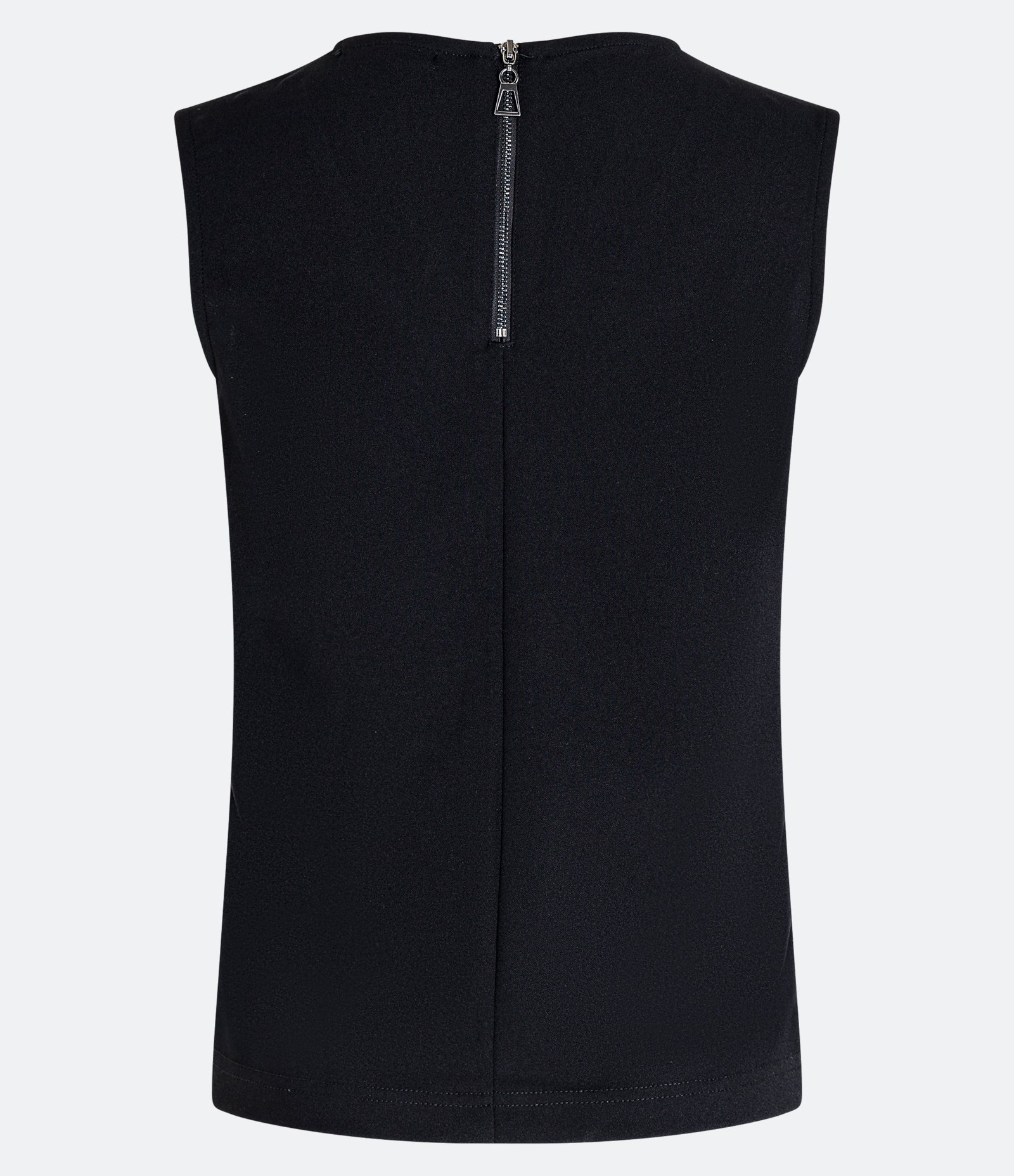 Blusa sem Manga em Crepe com Decote V e Botões no Ombro Preto 6
