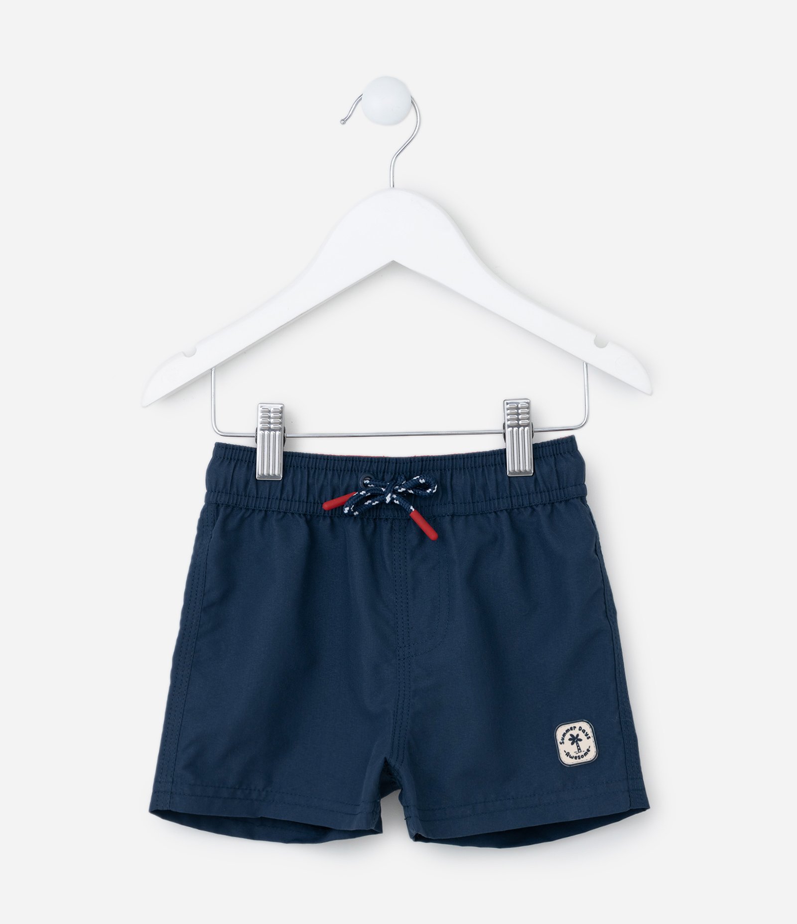 Bermuda de Banho Infantil com Etiqueta Emborrachada - Tam 1 a 5 anos Azul Escuro 1