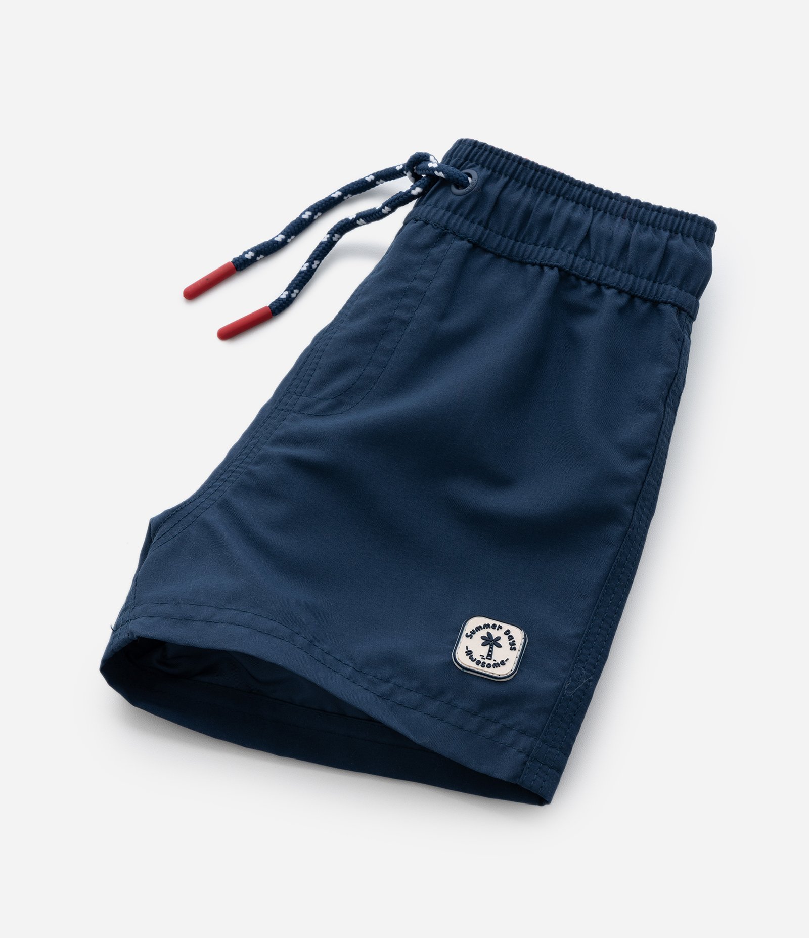 Bermuda de Banho Infantil com Etiqueta Emborrachada - Tam 1 a 5 anos Azul Escuro 4