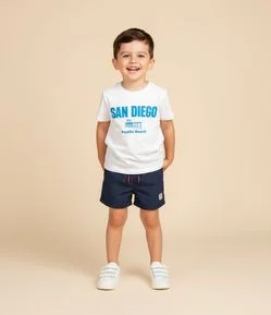 Bermuda de Banho Infantil com Etiqueta Emborrachada - Tam 1 a 5 anos