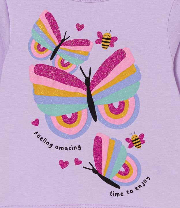 Blusa Infantil con Estampado de Mariposas - Talle 1 a 5 años Violeta Claro 3