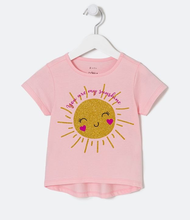 Blusa Infantil Estampa Sol com Brilho - Tam 1 a 5 Anos