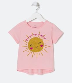 Blusa Infantil Estampa Sol com Brilho - Tam 1 a 5 Anos