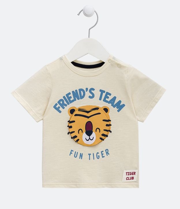 Camiseta Infantil Estampa Tigrinho Interativo -Tam 03 a 18 meses