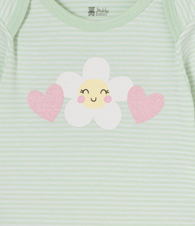 Body Infantil Rayado con Estampado Margarita - Talle 0 a 18 meses Verde 3