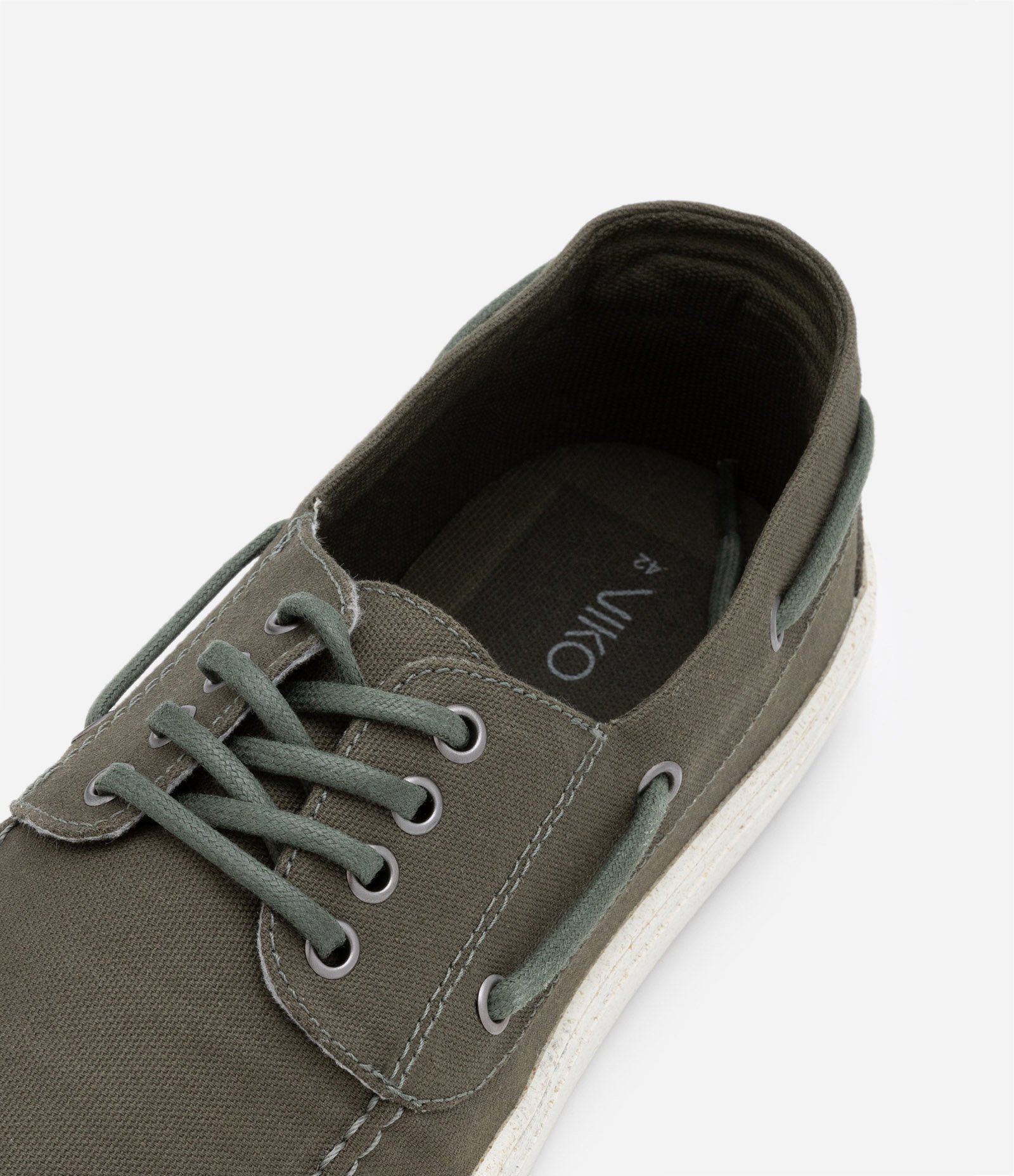 Mocassim Docksider em Lona com Amarração Verde Oliva 5