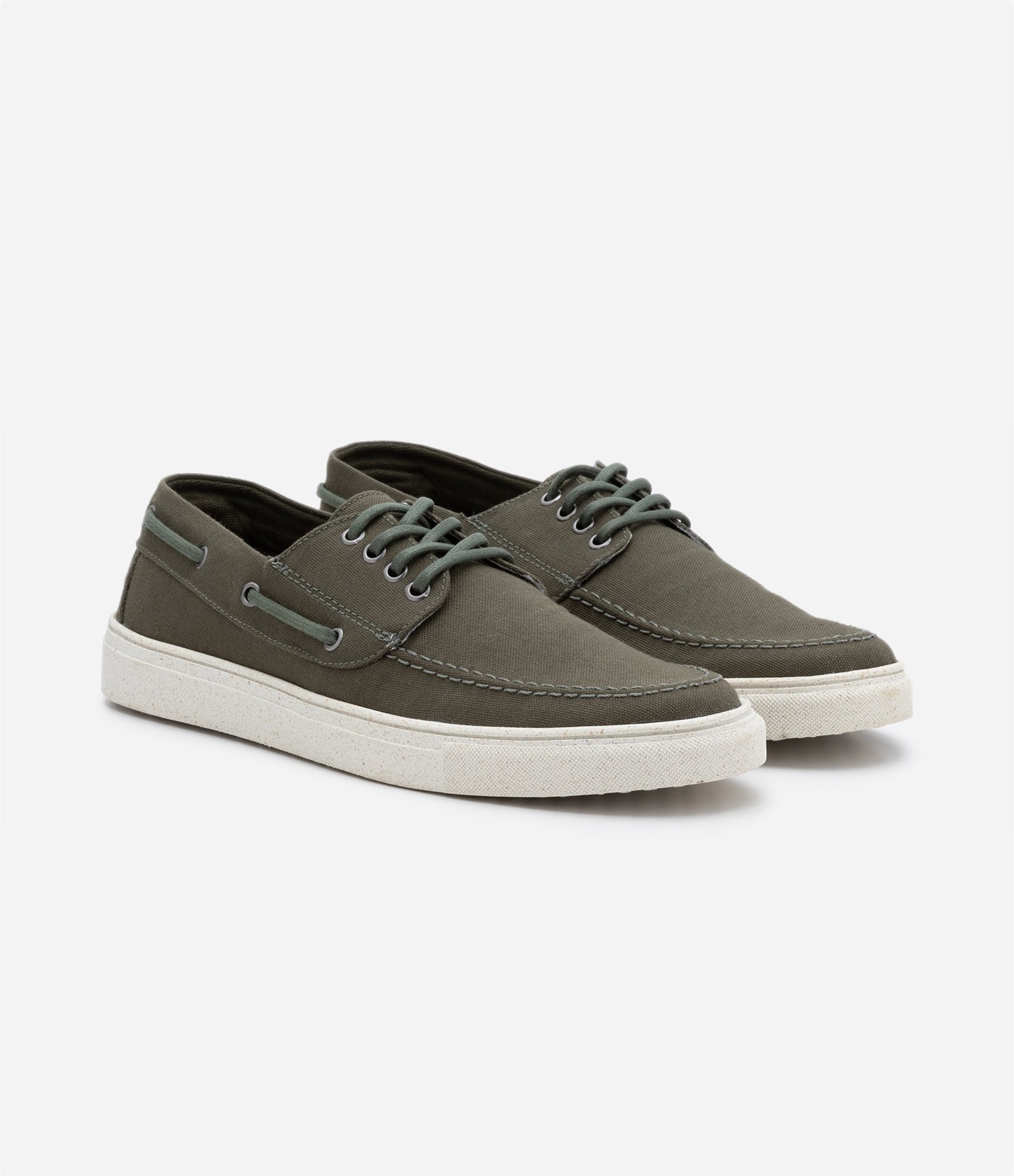 Mocassim Docksider em Lona com Amarração Verde Oliva 6