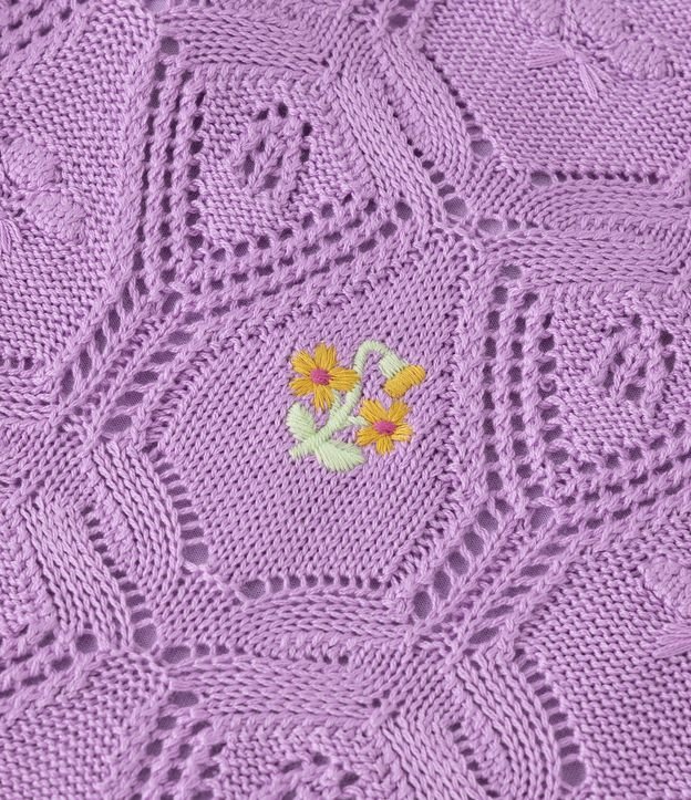 Blusa de Tirantes Infantil en Punto con Bordado de Florzitas - Talle 5 a 14 años Violeta 4
