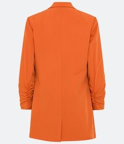 Blazer Alongado de Alfaiataria em Crepe com Franzido nas Mangas