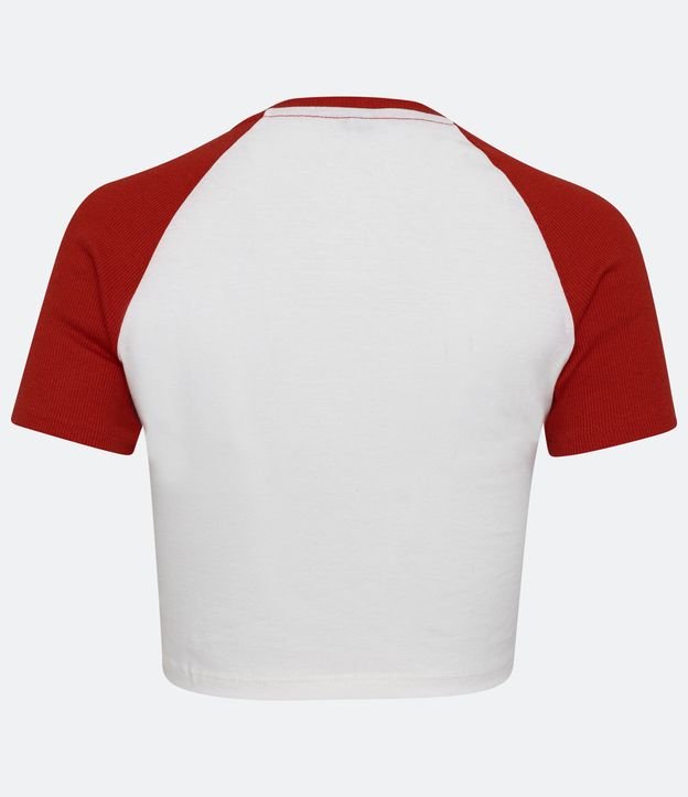 Camiseta Cropped em Meia Malha com Estampa Califórnia Vermelho/Off White 6