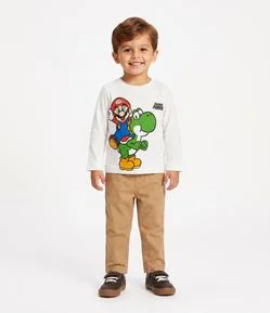Camiseta Infantil com Estampa Mario e Yoshi - Tam 03 a 08 Anos