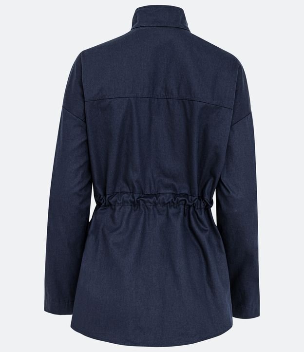 Campera Parka Alargada con Manga Amplia y Bolsillos Azul 8