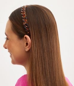 Tiara Fina em Corrente Acrílica com Estampa Tartaruga