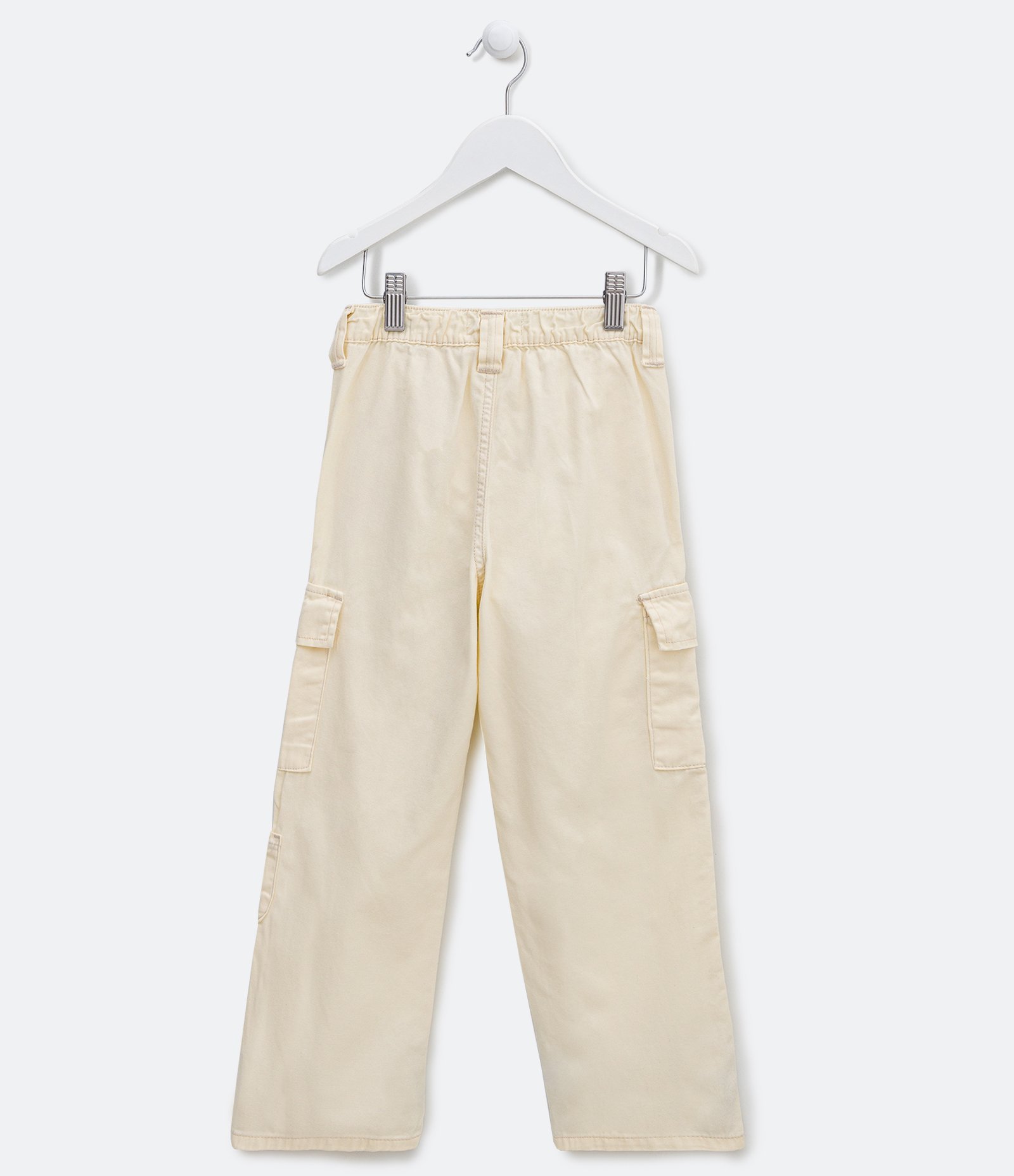 Calça Cargo Infantil em Sarja com Maxi Bolsos nas Laterais - Tam 5 a 14 Anos Bege 2