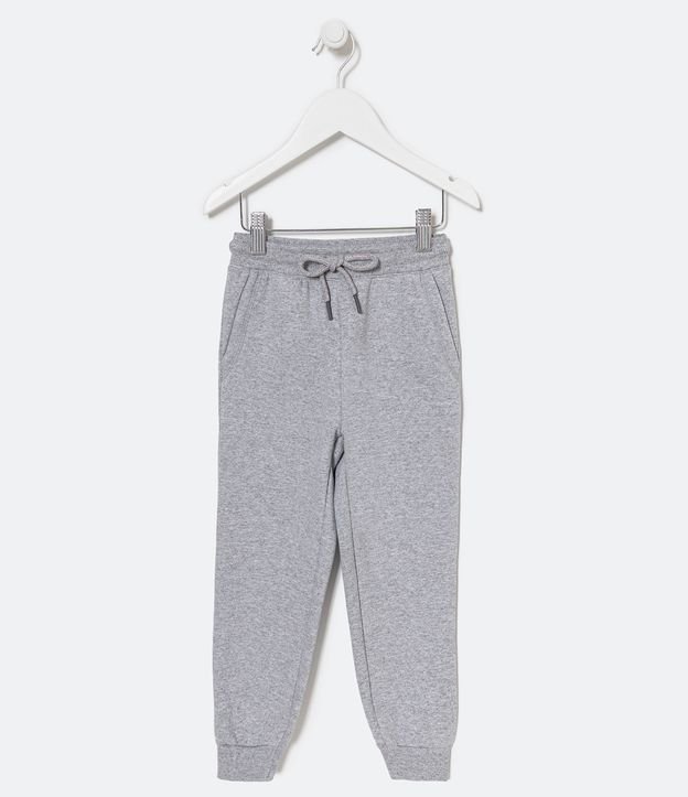 Pantalón Jogger Infantil en Algodón con Bolsillos - Talle 5 a 14 años Gris 1