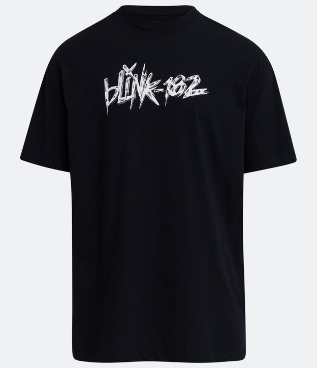 Camiseta Relaxed em Meia Malha com Estampa Blink 182 Preto 1