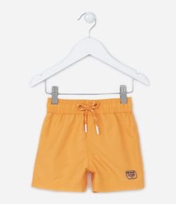 Bermuda de Banho Infantil Básica com Etiqueta de Tubarão - Tam 1 a 5 Anos